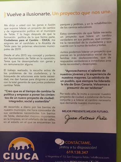 Imagen del folleto electoral de Ciuca (Foto TA).